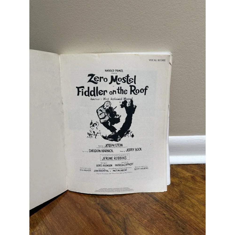 Harold Prince - Vocal Score - Fiddler on the Roof - Warner Brothers Publications